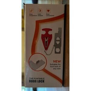 NEW Portable Travel Security Safety Door Lock for Hotel Room With Pouch Red